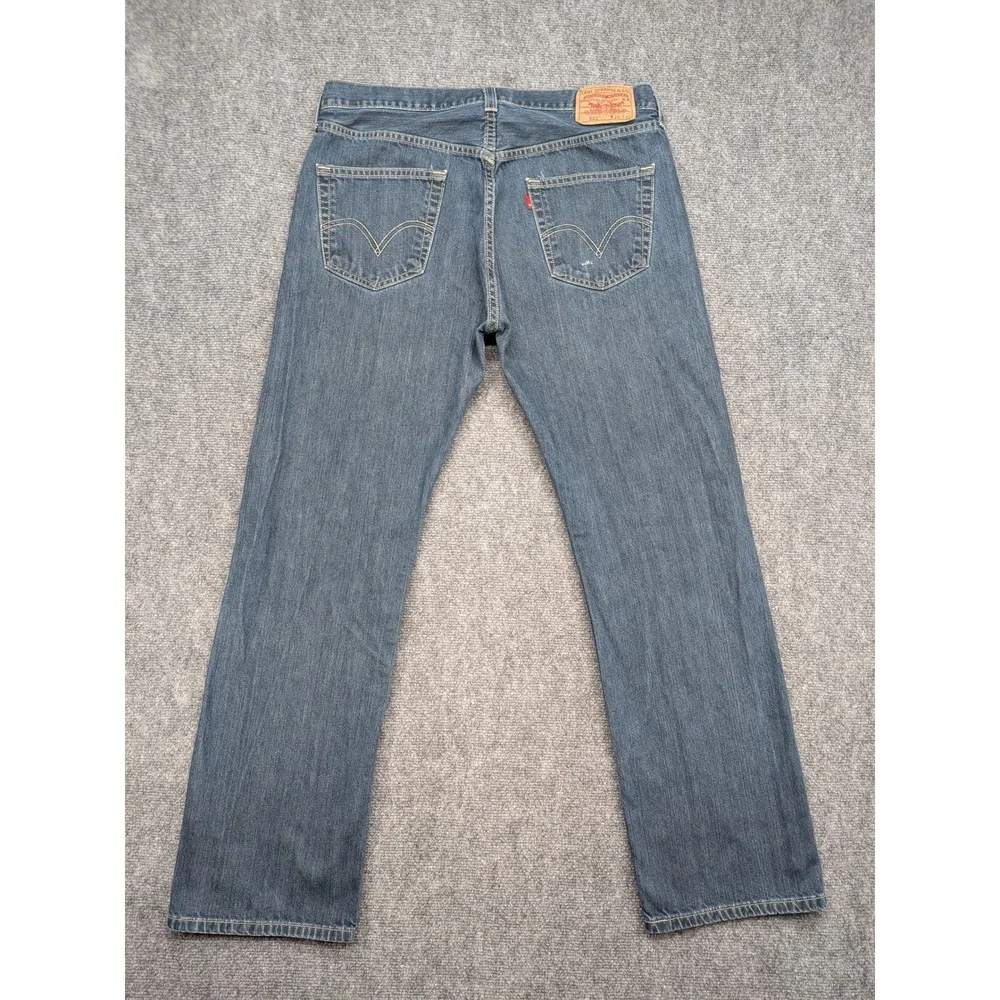 Levis 501 Mens Straight Leg Button Fly Jeans Classic Blue‎ Denim Pants 36x31